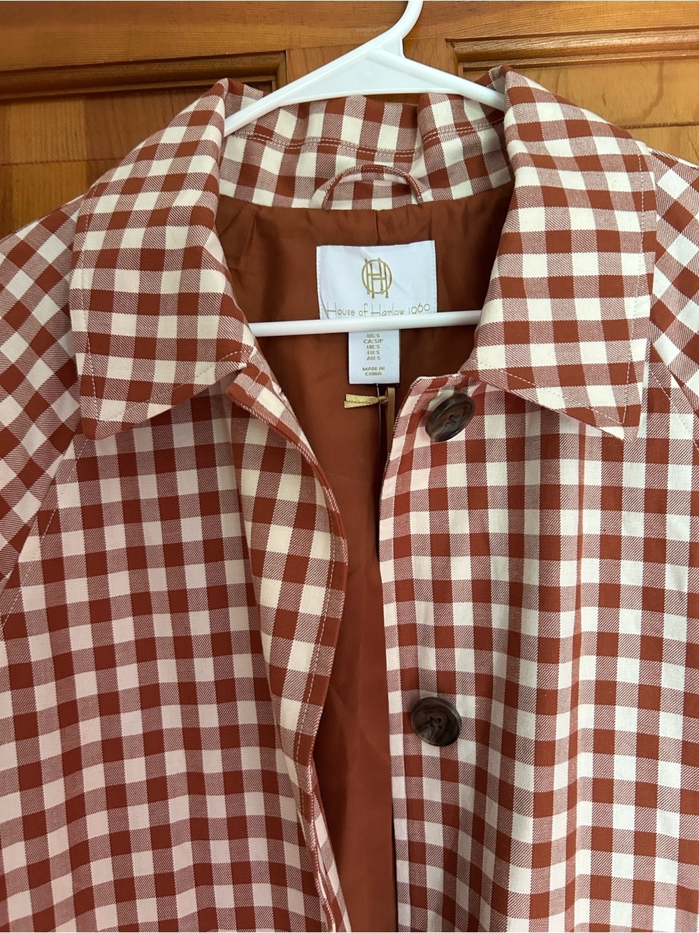 NWT HOUSE OF HARLOW 1960 Trench Coat Gingham Rustic Size Small - Picture 5 of 14